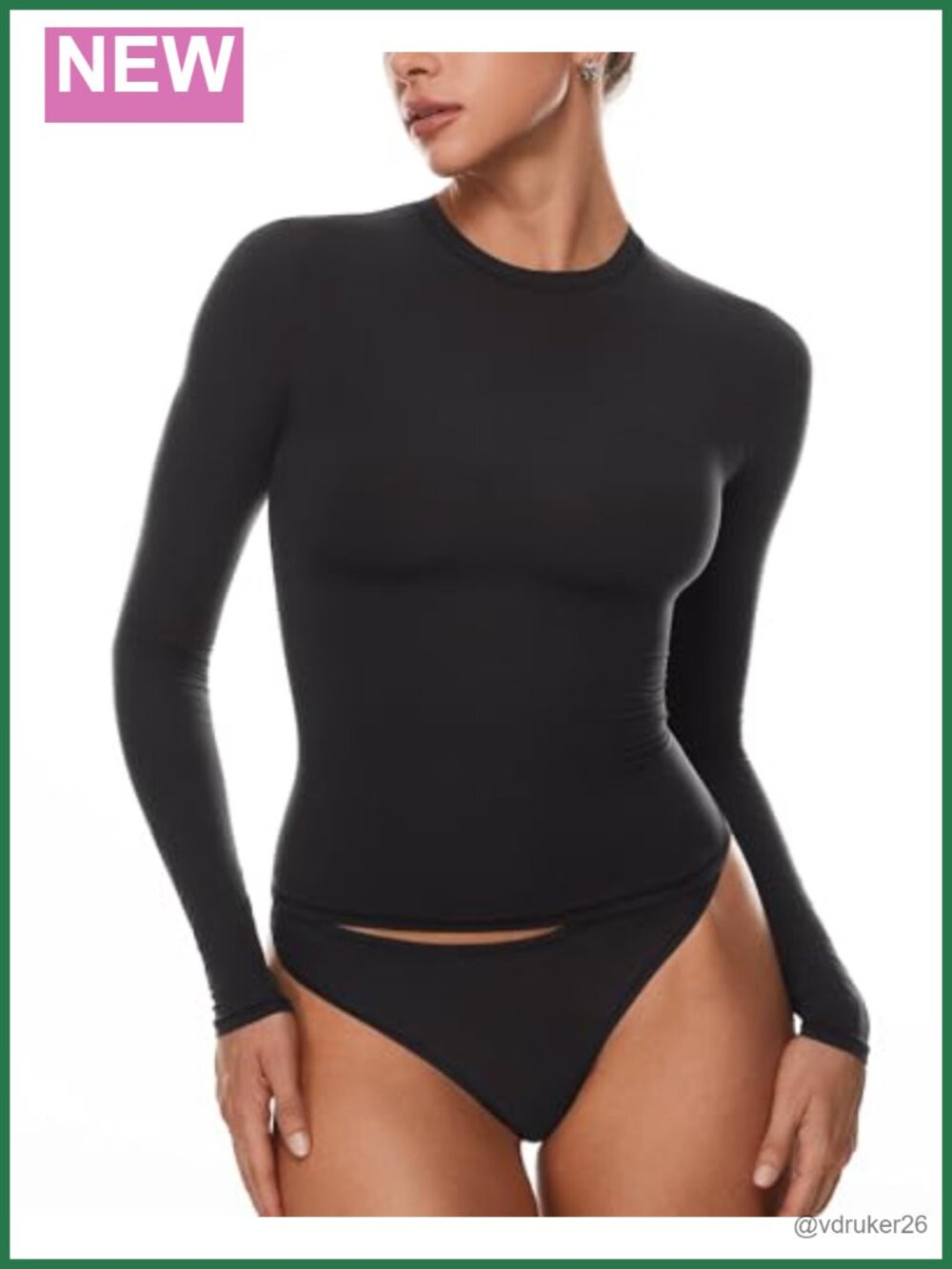 Women's Crew Neck Long Sleeve T-Shirt Soft Stretch Slim Fit Basic Top